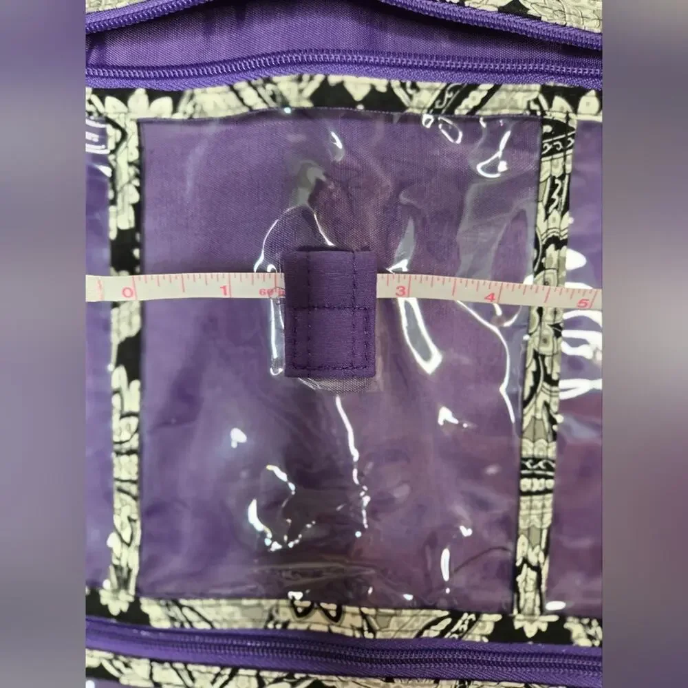 Travel Jewelry Organizer Black White & Purple w/ Multiple Zippered Compartments